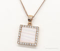 Pink Mother Of Pearl Cubic Zirconia Rose Gold Vermeil Sterling Silver Necklace | Jewelry > Necklaces > Pendants | Wiccan Center