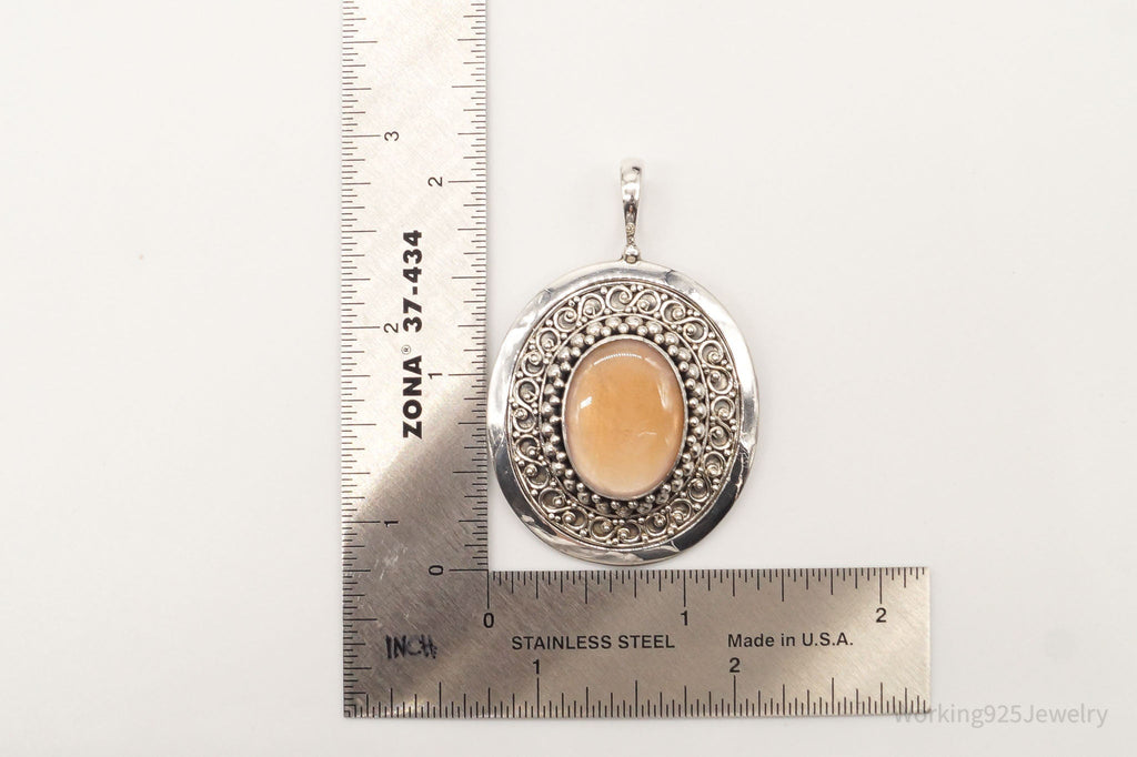 VTG Large Designer BA Suarti Peach Mother Of Pearl Sterling Silver Pendant | Jewelry > Necklaces > Pendants | Wiccan Center