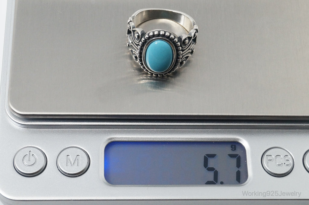 Vintage Designer Avon Turquoise Scroll Sterling Silver Ring - Size 8 | Jewelry > Rings | Wiccan Center