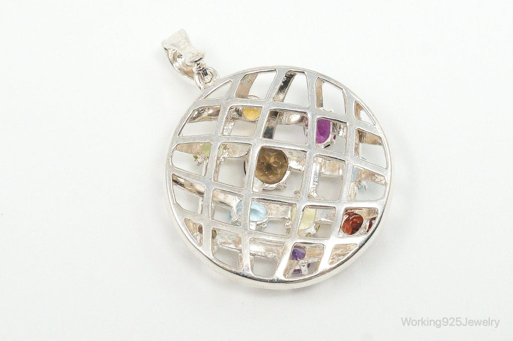 Vintage Multi Gemstone Sterling Silver Necklace Pendant | Jewelry > Necklaces > Pendants | Wiccan Center