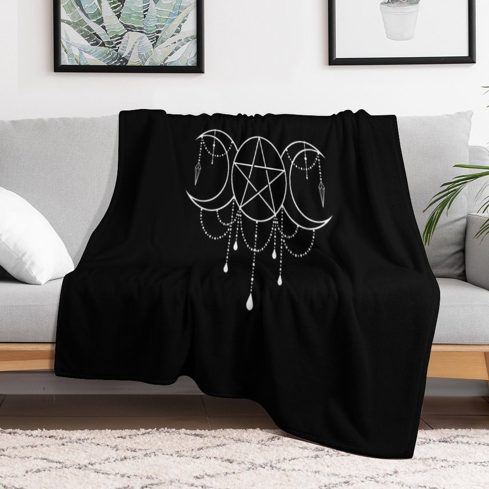Triple Moon Goddess Pentacle Throw Blanket | Blankets | Wiccan Center
