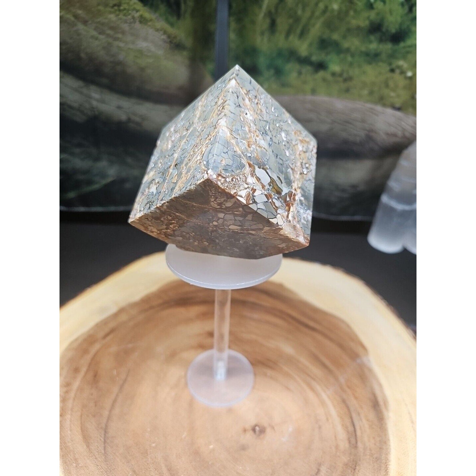 1.87LB 1Pcs Natural Ocean Jasper Onyx Quartz Crystal Geode Square Heptahedron | Geodes & Clusters | Wiccan Center