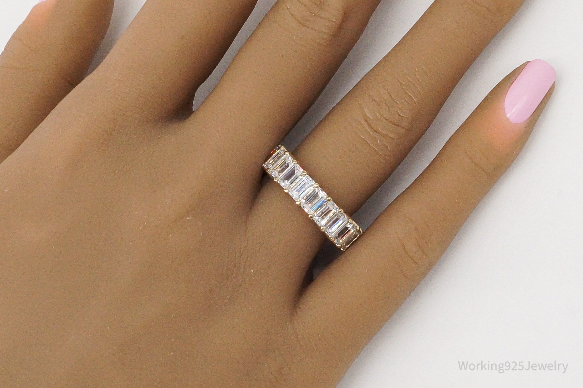 Vintage Cubic Zirconia Gold Vermeil Sterling Silver Band Ring - Size 7 | Jewelry > Rings | Wiccan Center