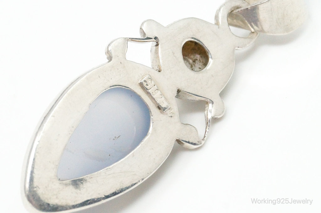 Large Designer Supreme Jewelers Blue Chalcedony Pearl Sterling Necklace Pendant | Jewelry > Necklaces > Pendants | Wiccan Center