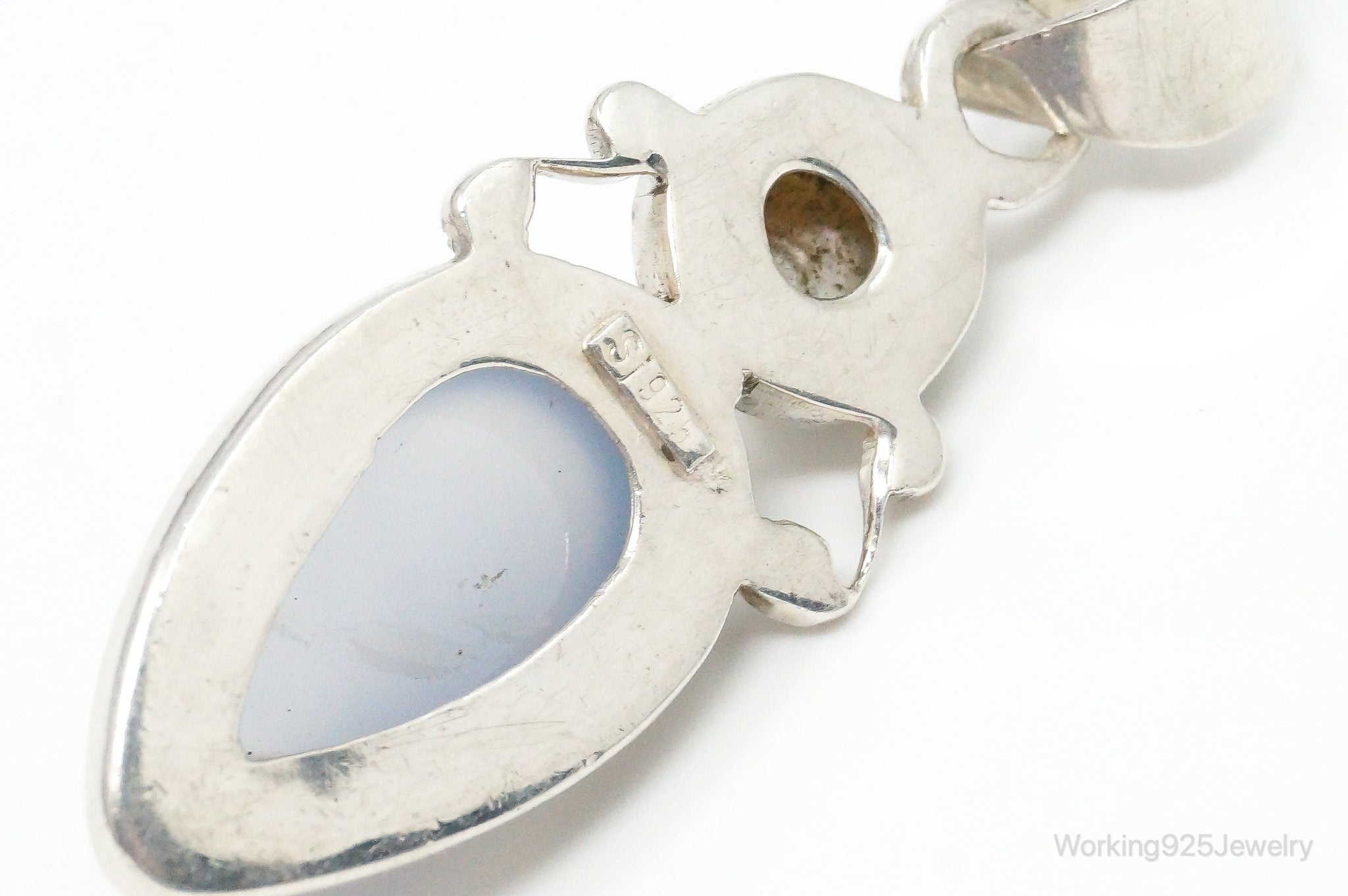 Large Designer Supreme Jewelers Blue Chalcedony Pearl Sterling Necklace Pendant | Jewelry > Necklaces > Pendants | Wiccan Center