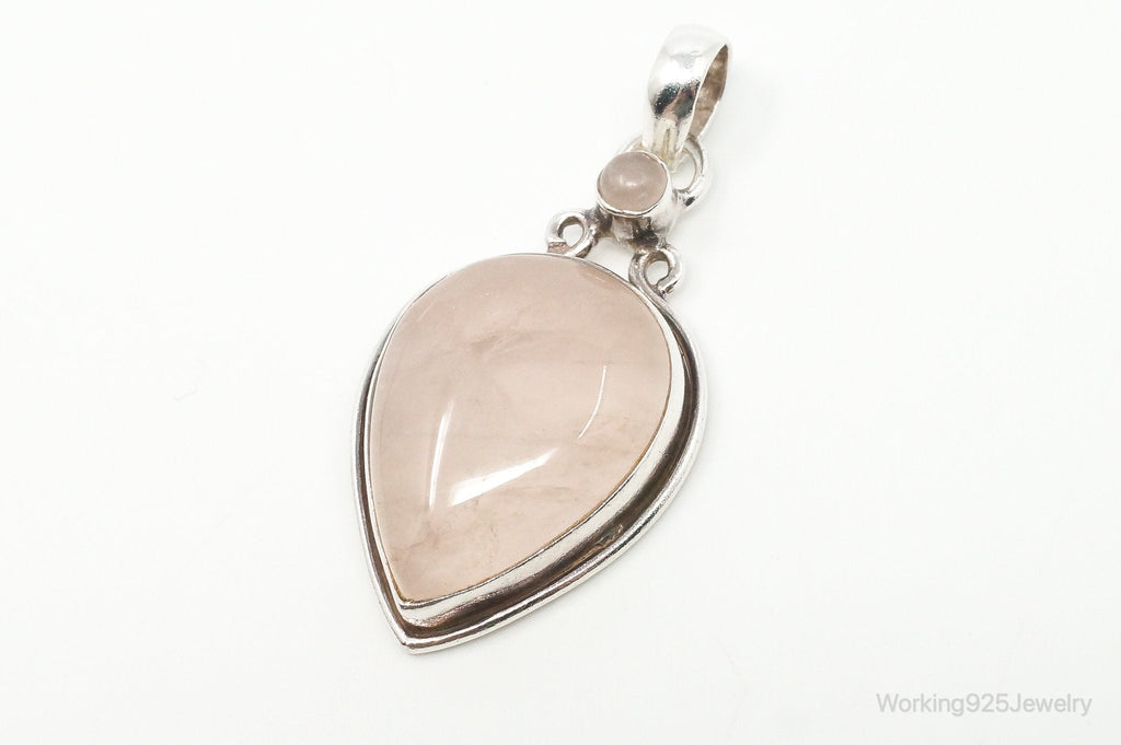 Large Vintage Rose Quartz Sterling Silver Necklace Pendant | Jewelry > Necklaces > Pendants | Wiccan Center