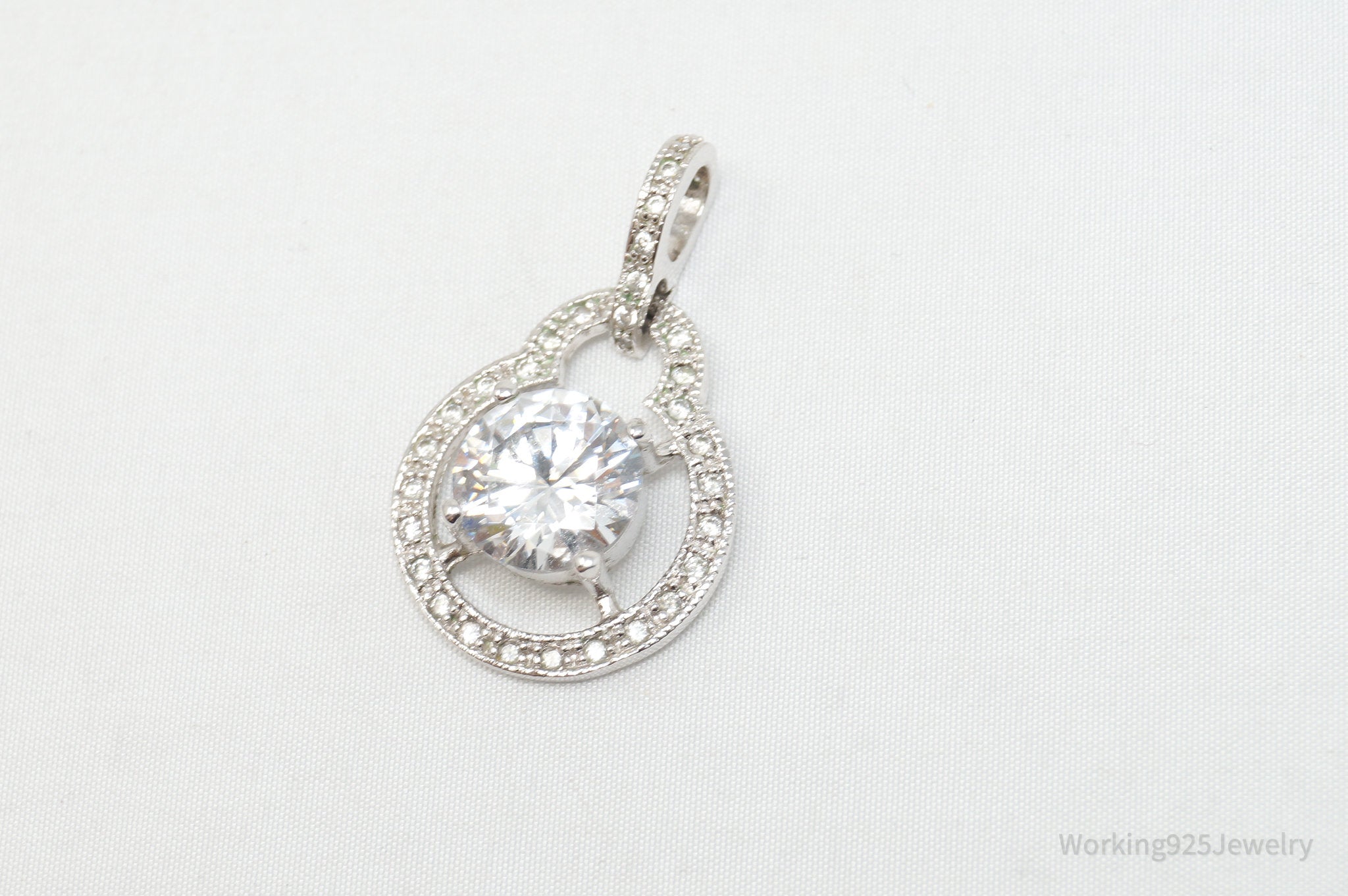 Vintage Art Deco CZ Sterling Silver Necklace Pendant | Jewelry > Necklaces > Pendants | Wiccan Center