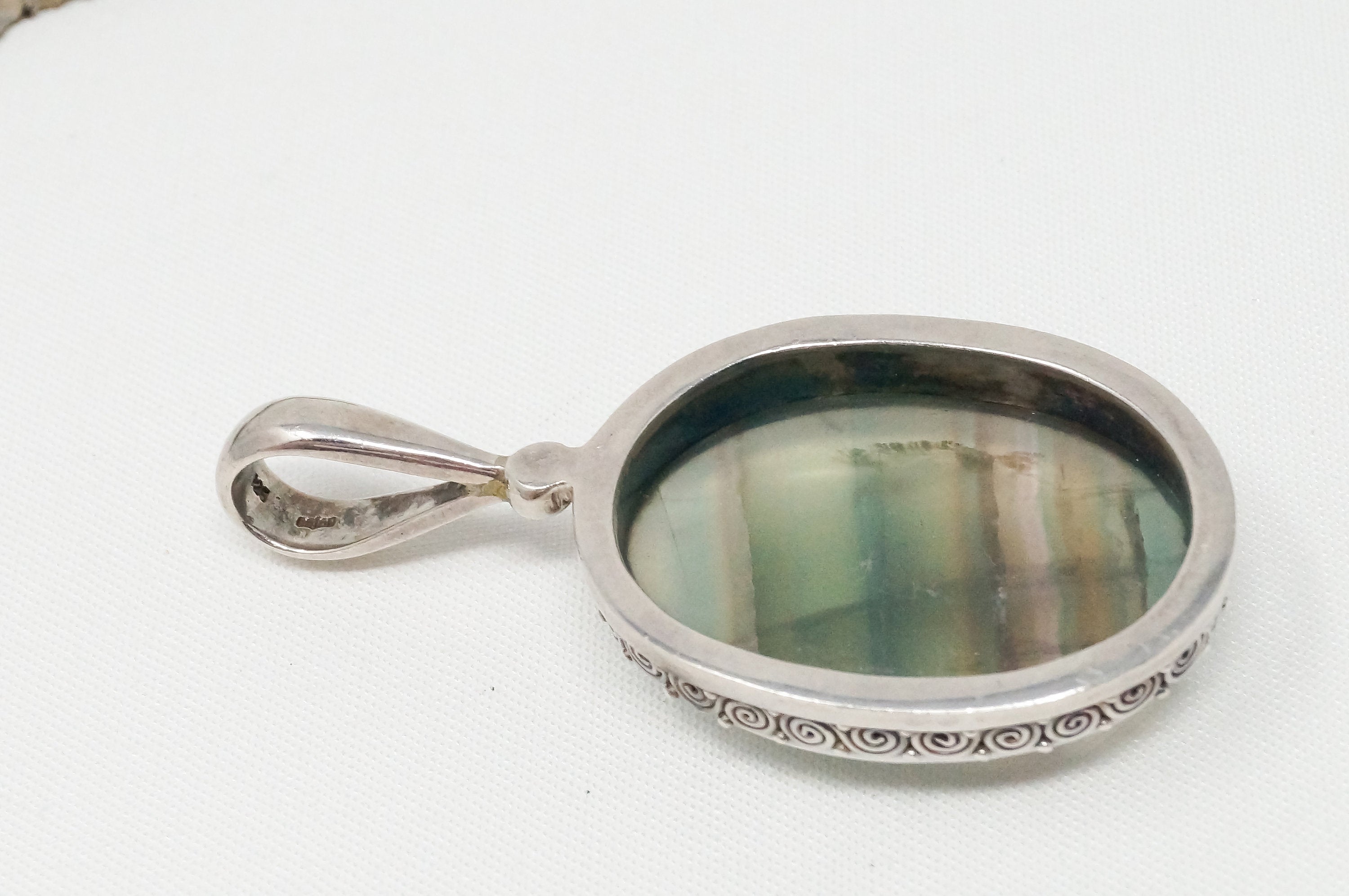 Vintage Designer SAJEN Green Agate Sterling Silver Necklace Pendant | Jewelry > Necklaces > Pendants | Wiccan Center