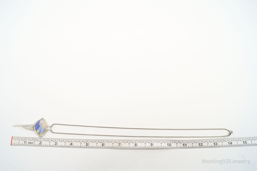 Vintage Large Glass Modernist Silver Necklace | Jewelry > Necklaces > Pendants | Wiccan Center