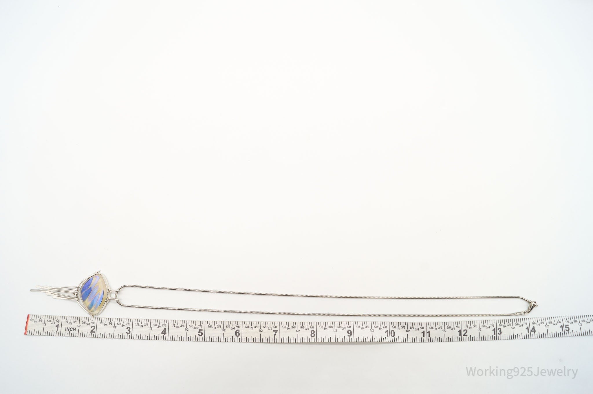 Vintage Large Glass Modernist Silver Necklace | Jewelry > Necklaces > Pendants | Wiccan Center