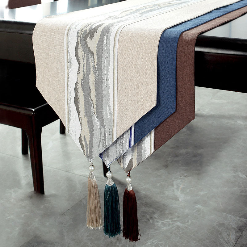 Chinese Style Table Runner Solid Linen Cotton Cover Waterproof