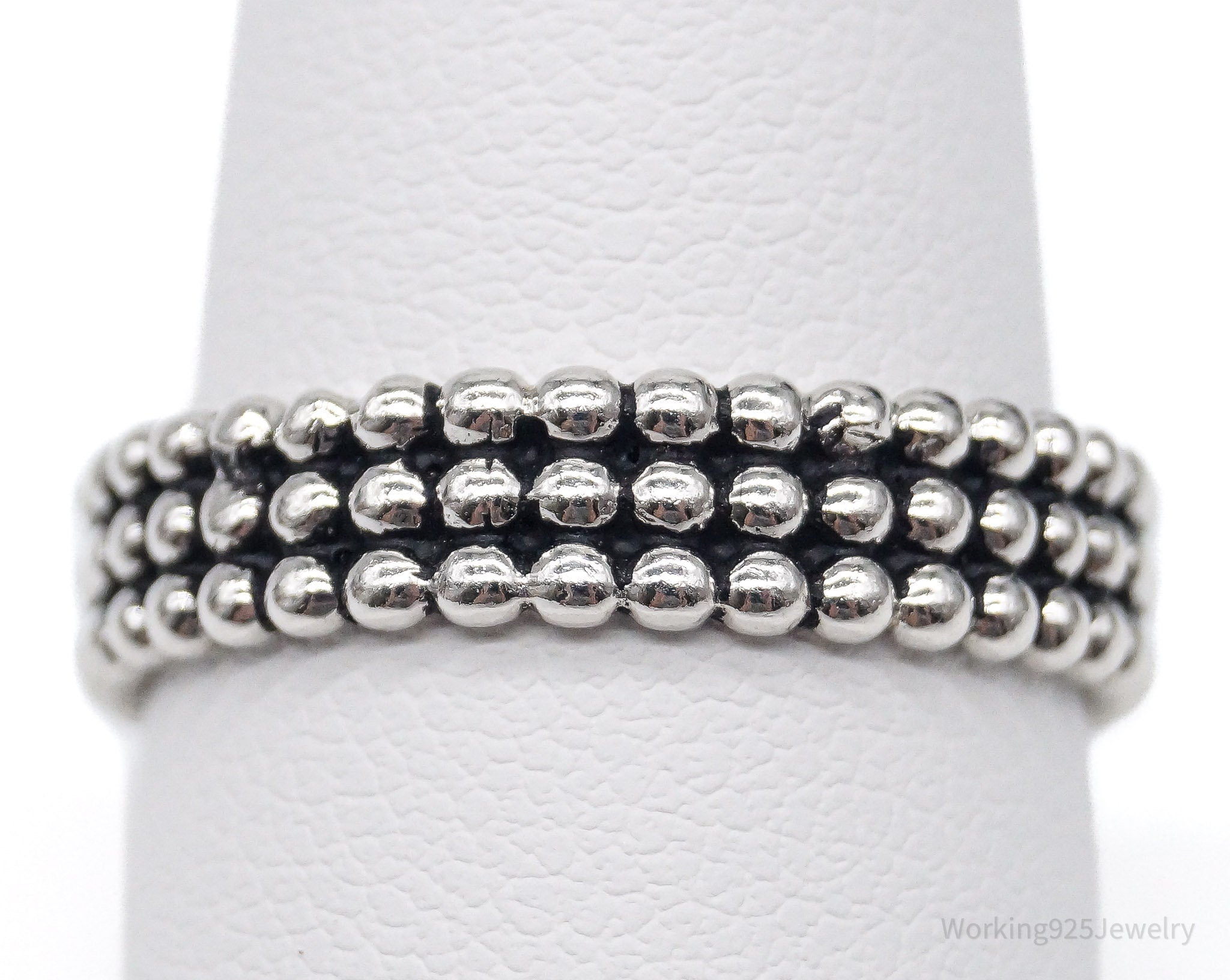 Vintage Triple Beaded Row Style Sterling Silver Band Ring - Size 9 | Jewelry > Rings | Wiccan Center