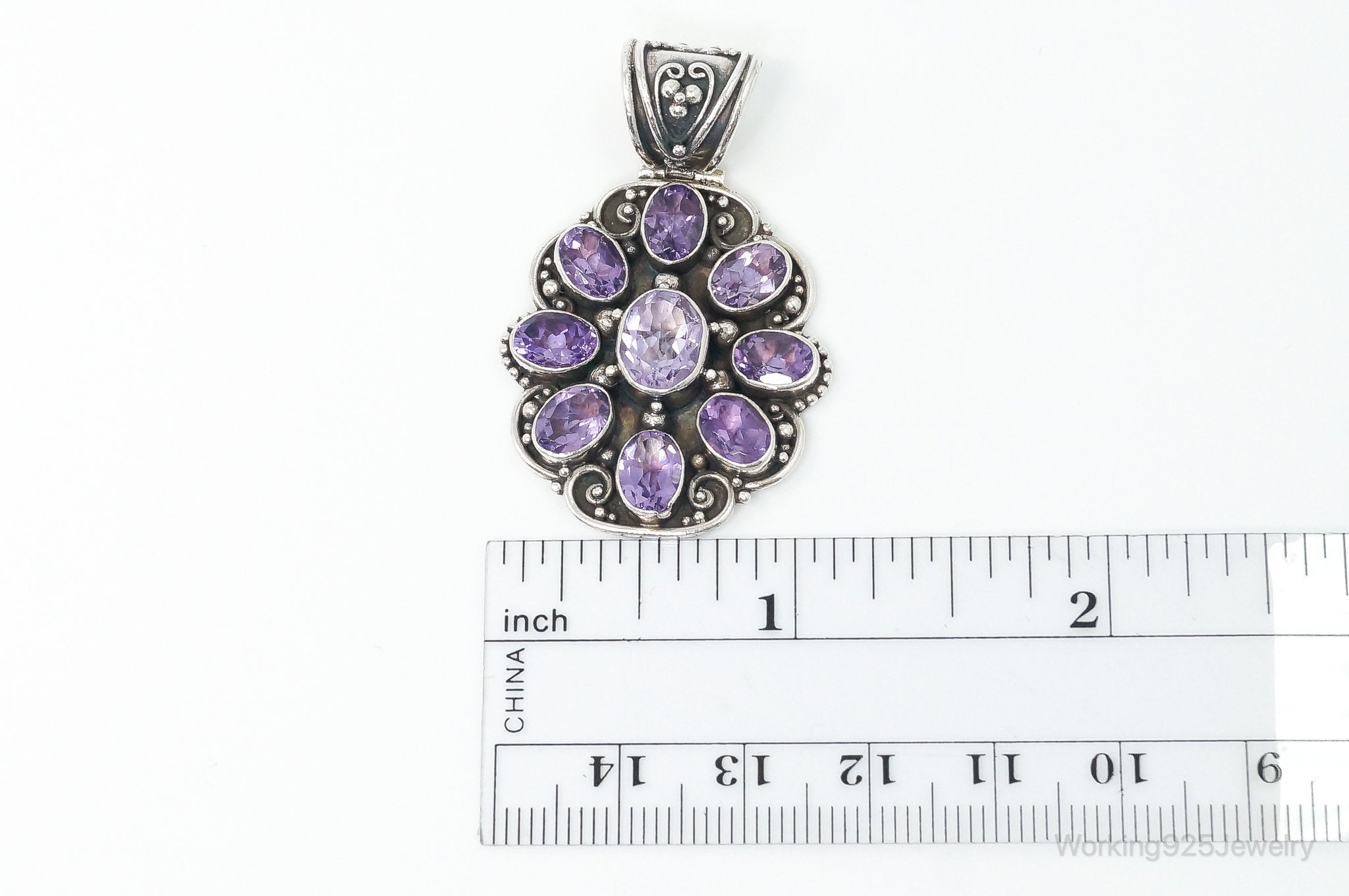 Large Indonesia Designer ATI Amethyst Sterling Silver Necklace Pendant | Jewelry > Necklaces > Pendants | Wiccan Center