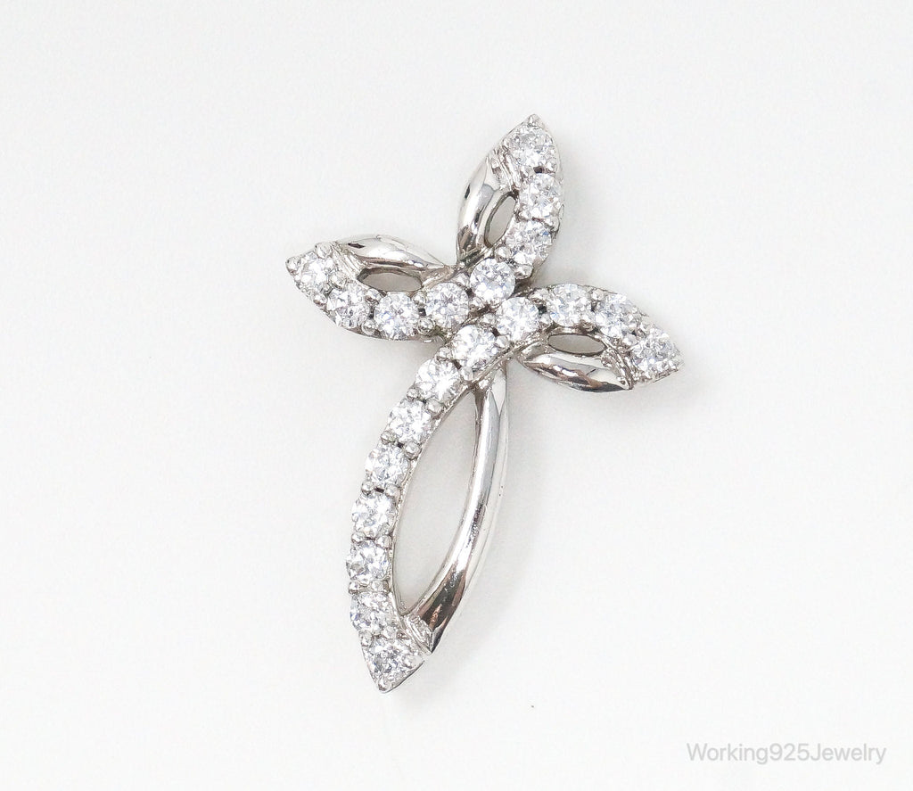 Vintage Cubic Zirconia Cross Sterling Silver Necklace Pendant | Jewelry > Necklaces > Pendants | Wiccan Center