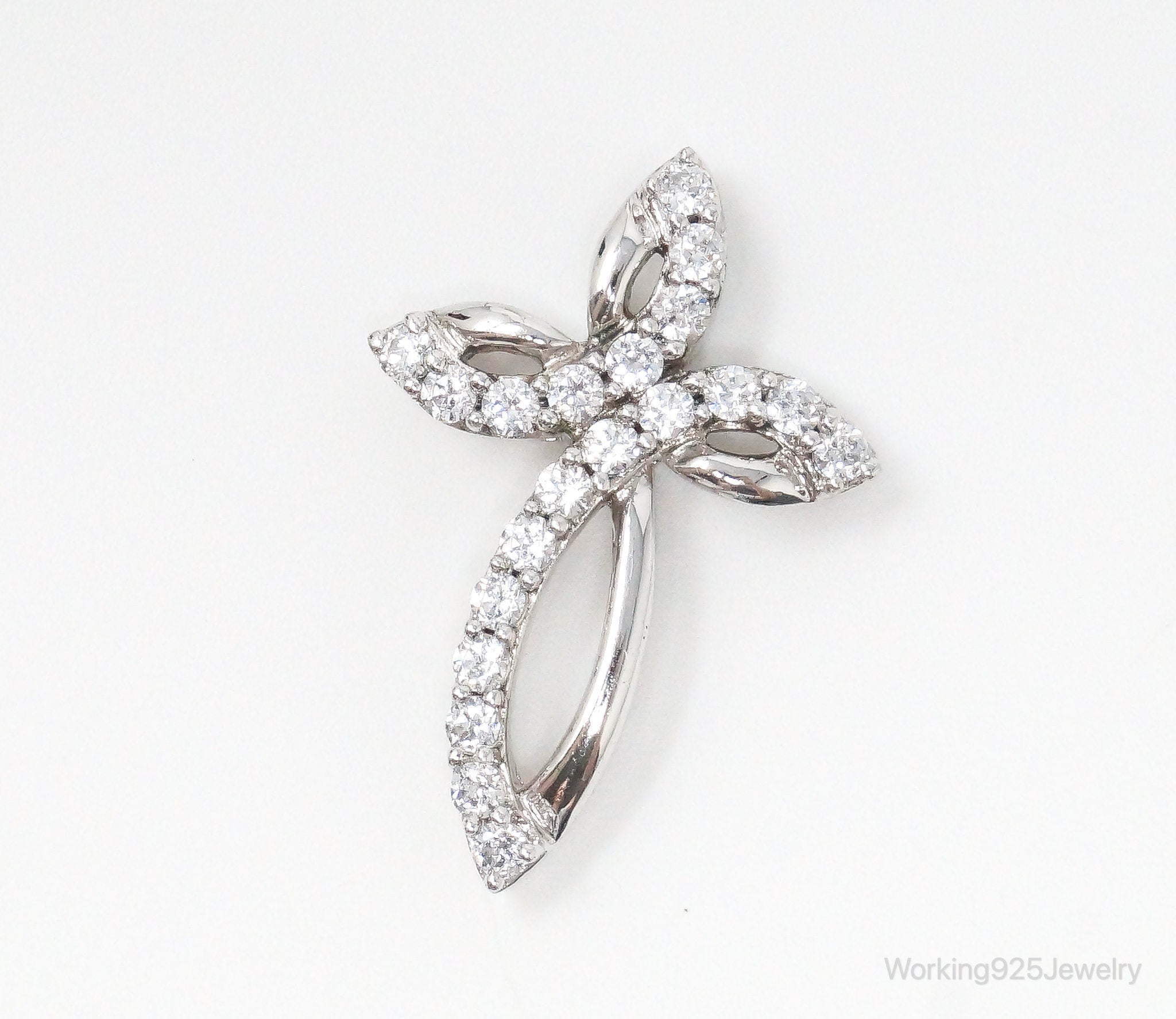 Vintage Cubic Zirconia Cross Sterling Silver Necklace Pendant | Jewelry > Necklaces > Pendants | Wiccan Center