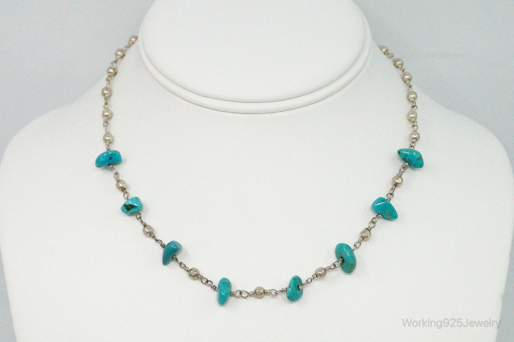 Vintage Native American Turquoise Sterling Silver Bead Necklace | Jewelry > Necklaces > Pendants | Wiccan Center