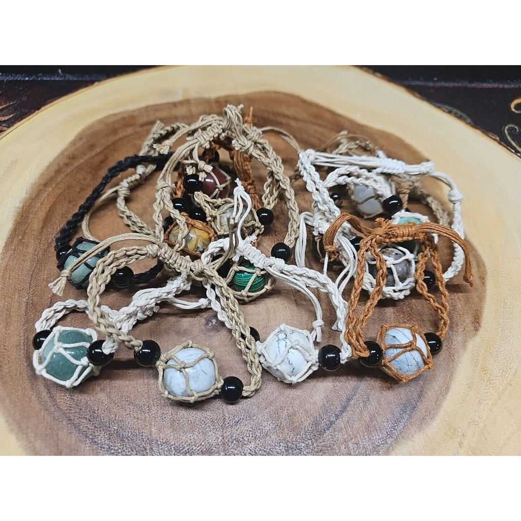 Mixed Gemstone Hemp Rope Bracelet Wholesale Lot — 13-Piece Reseller Set | CrystalCloud Company