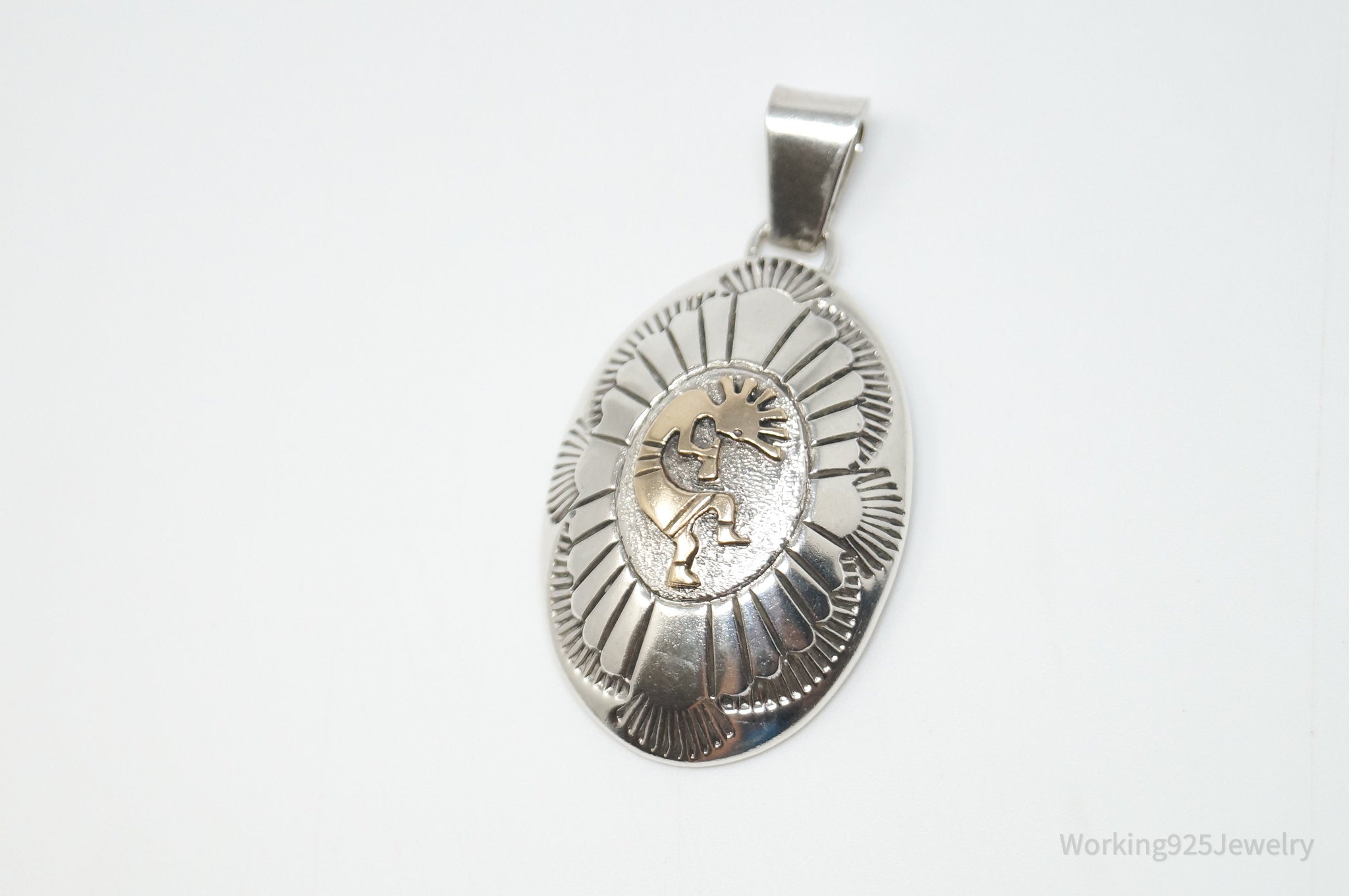 Vintage Handmade Native American Sampson Gray 14K Gold Sterling Silver Pendant | Jewelry > Necklaces > Pendants | Wiccan Center