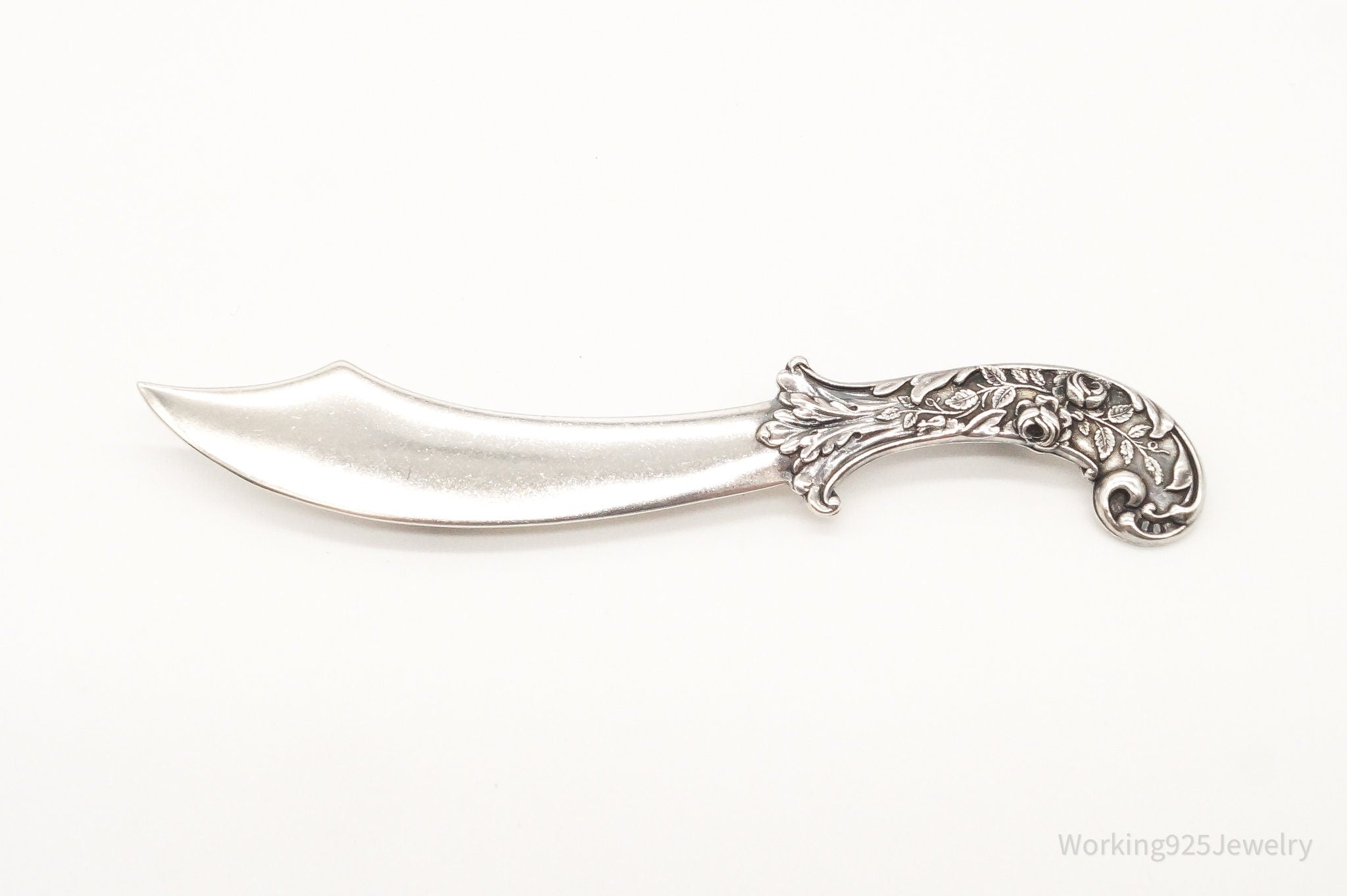 Large 1940s Victorian Revival Scimitar Sword Dagger Sterling Silver Pin Brooch | Jewelry > Brooches, Pins & Clips | Wiccan Center