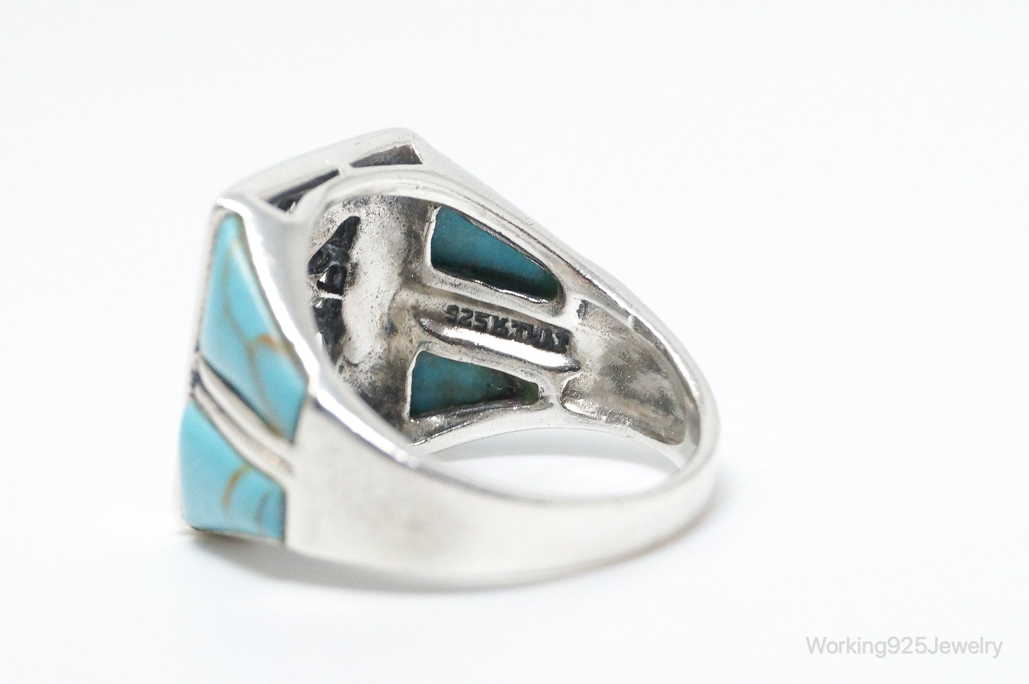 Vintage Thai Designer Turquoise Sterling Silver Ring SZ 7.75 | Jewelry > Rings | Wiccan Center