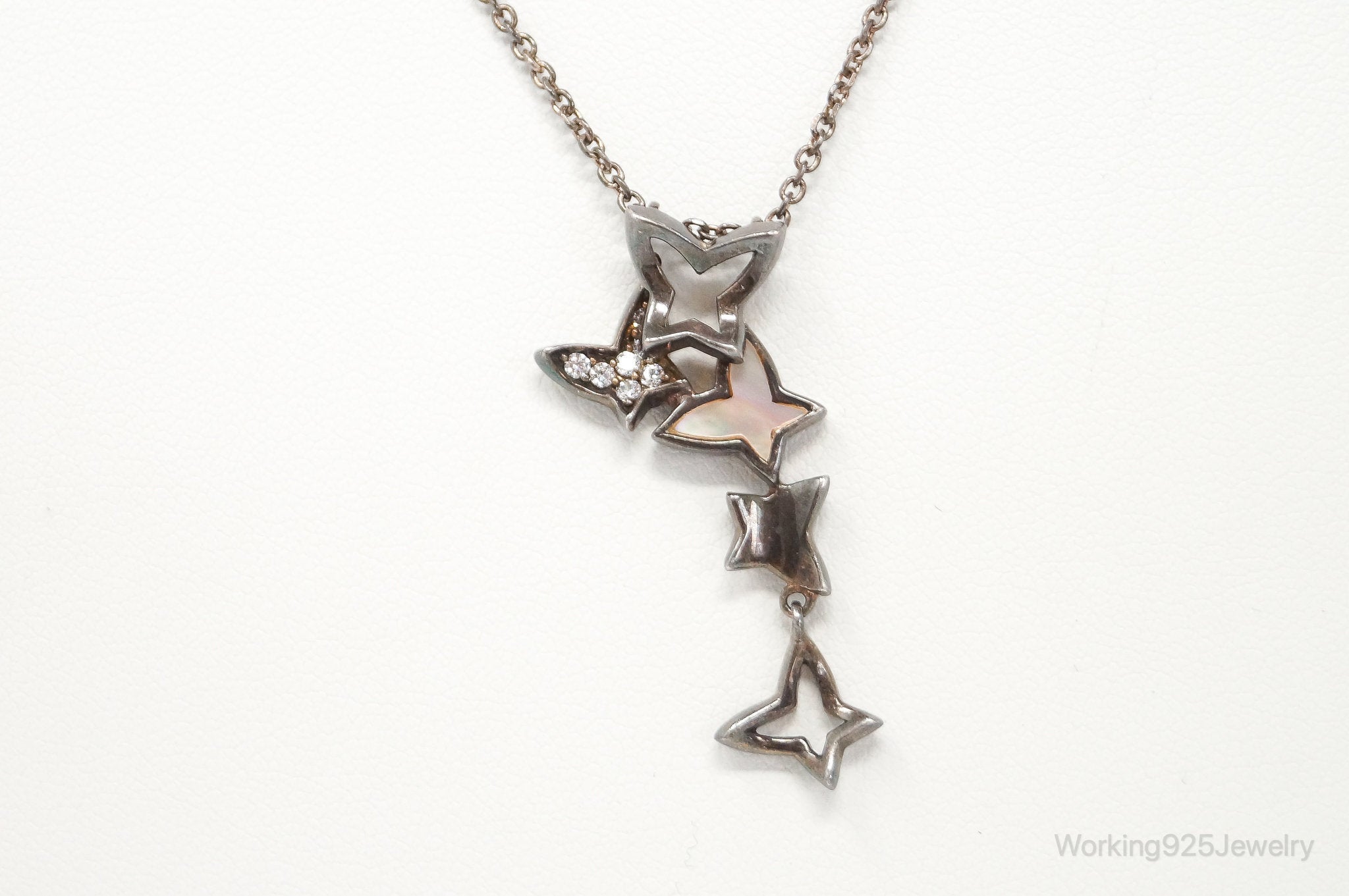 Folli Follie Mother Of Pearl Cubic Zirconia Butterflies Sterling Silver Necklace | Jewelry > Necklaces > Pendants | Wiccan Center