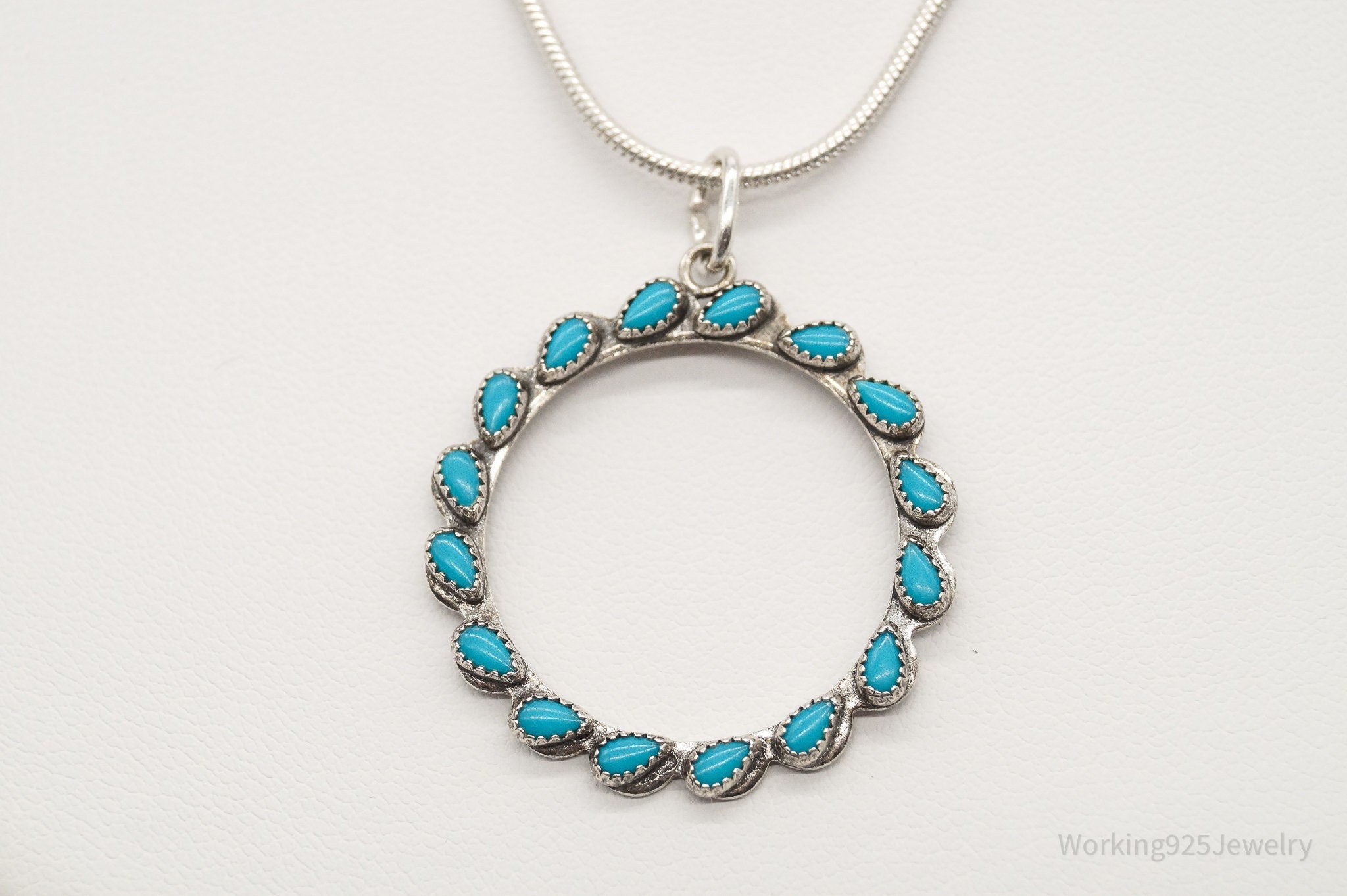 Vintage Native American Turquoise Sterling Silver Necklace | Jewelry > Necklaces > Pendants | Wiccan Center
