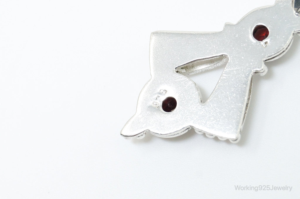 Vintage Garnet Bali Style Sterling Silver Dangle Pendant | Jewelry > Necklaces > Pendants | Wiccan Center