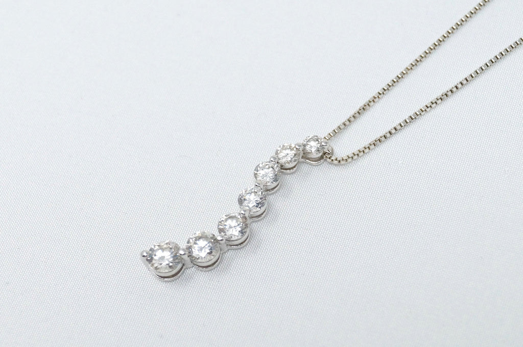 Vintage Seven Stone Simulated Diamond Swirl Sterling Silver Necklace 18" | Jewelry > Necklaces > Pendants | Wiccan Center