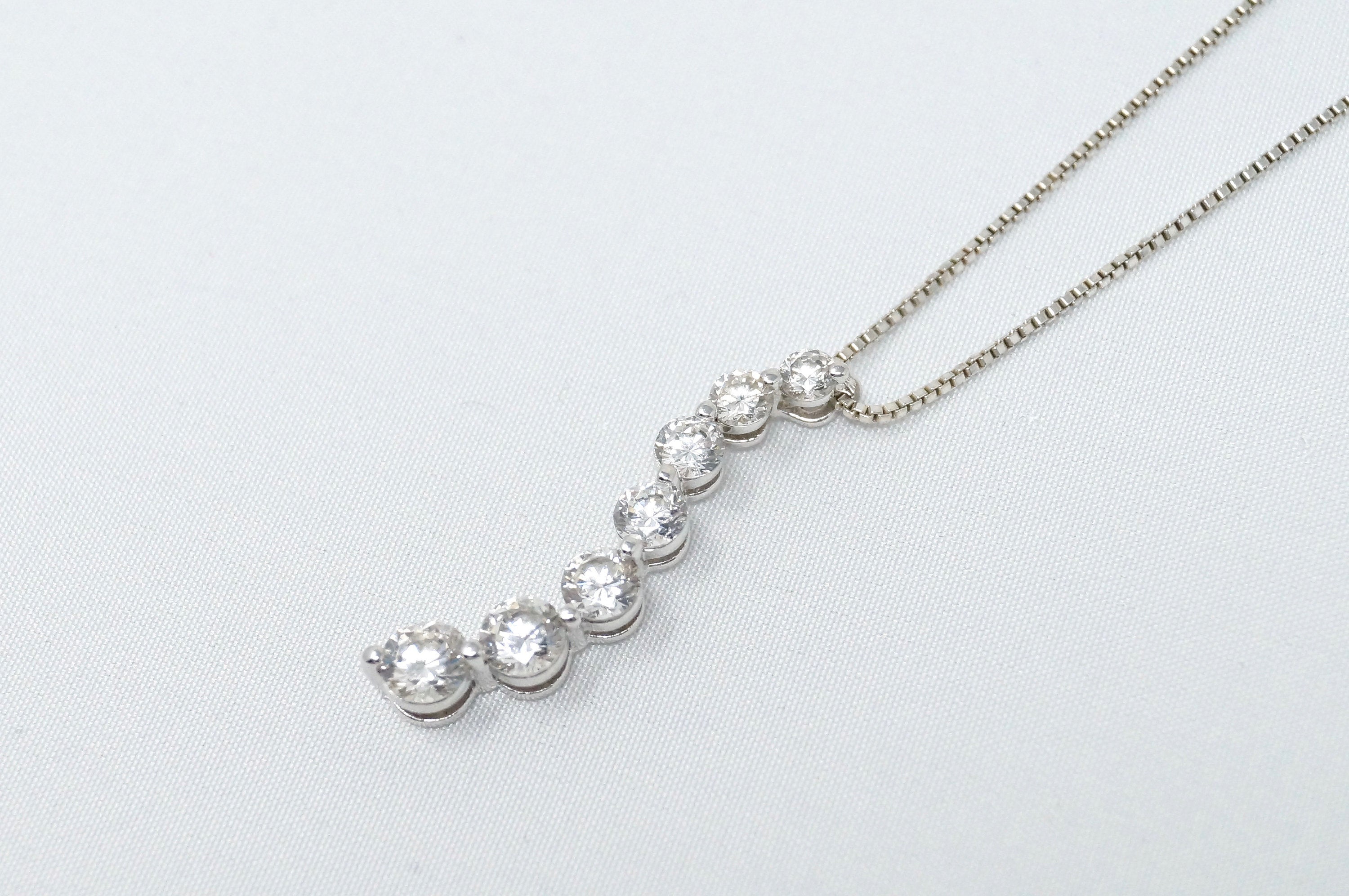 Vintage Seven Stone Simulated Diamond Swirl Sterling Silver Necklace 18" | Jewelry > Necklaces > Pendants | Wiccan Center