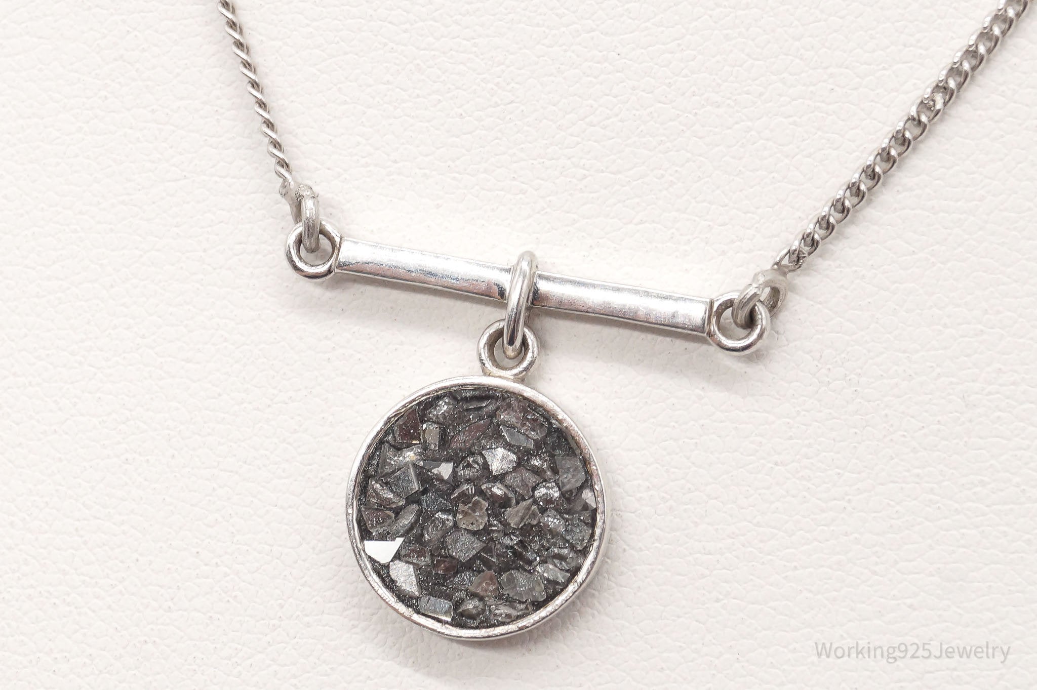 Vintage Druzy Quartz Modernist Sterling Silver Chain Necklace | Jewelry > Necklaces > Pendants | Wiccan Center