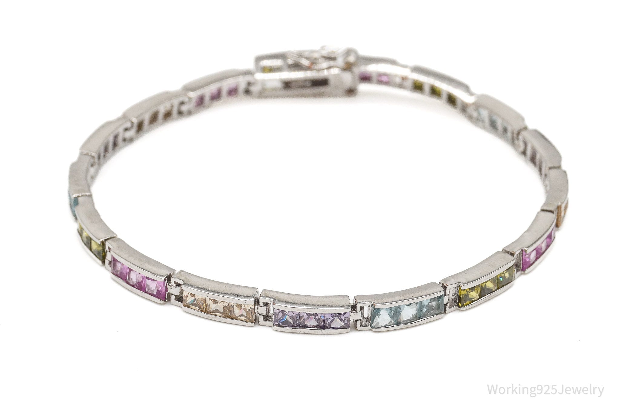 Vintage Designer FAS Multi Gemstone Sterling Silver Plated Bracelet | Jewelry > Bracelets | Wiccan Center