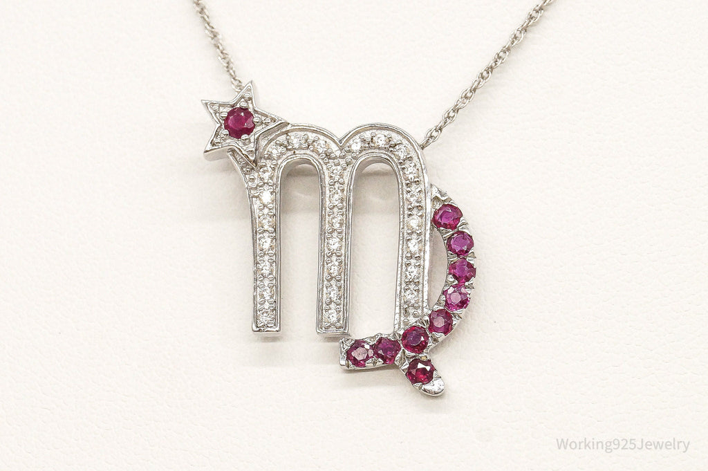 Ruby Cubic Zirconia Scorpio Sterling Silver Necklace | Jewelry > Necklaces > Pendants | Wiccan Center
