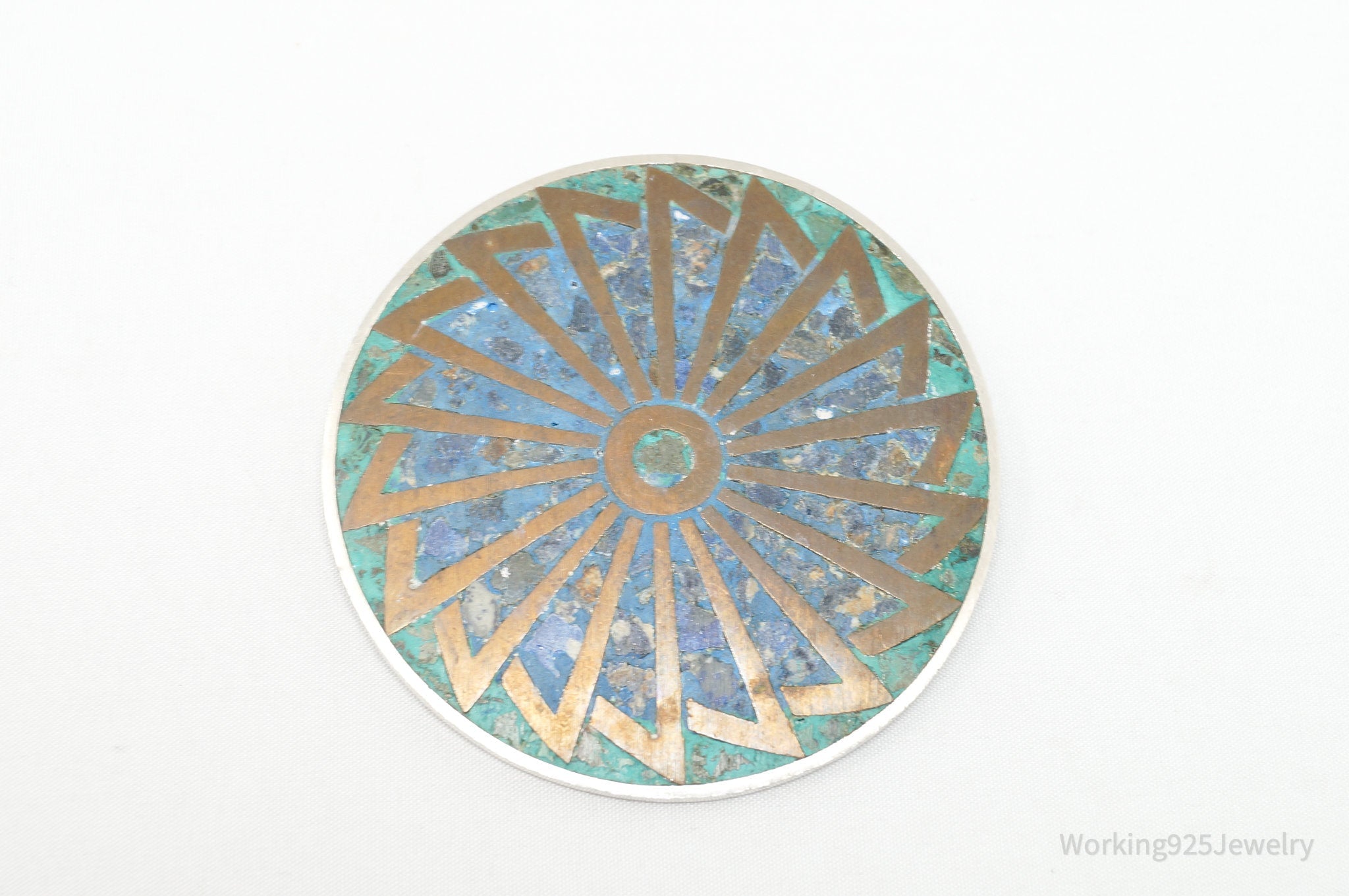Vintage Taxco POM Mexican Brass Abstract Sterling Silver Brooch Pin Pendant | Jewelry > Necklaces | Wiccan Center