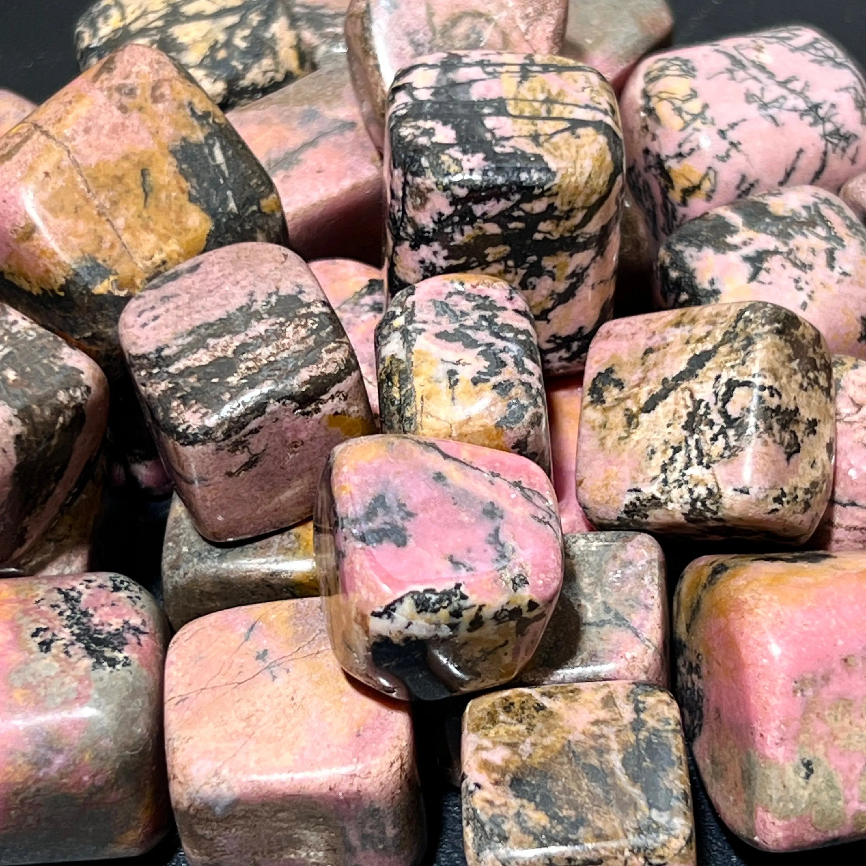 Pink Rhodonite Tumbled Stones (By The Piece or Pound) | Home & Living > Home Decor > Home Accents > Rocks & Geodes | Wiccan Center