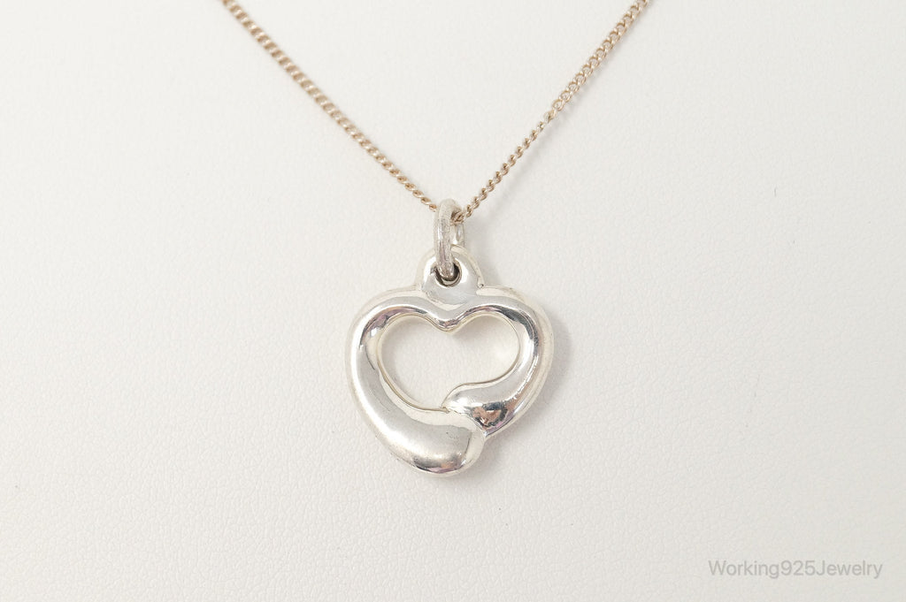 Vintage Puffy Hollow Heart Sterling Silver Necklace | Jewelry > Necklaces > Pendants | Wiccan Center