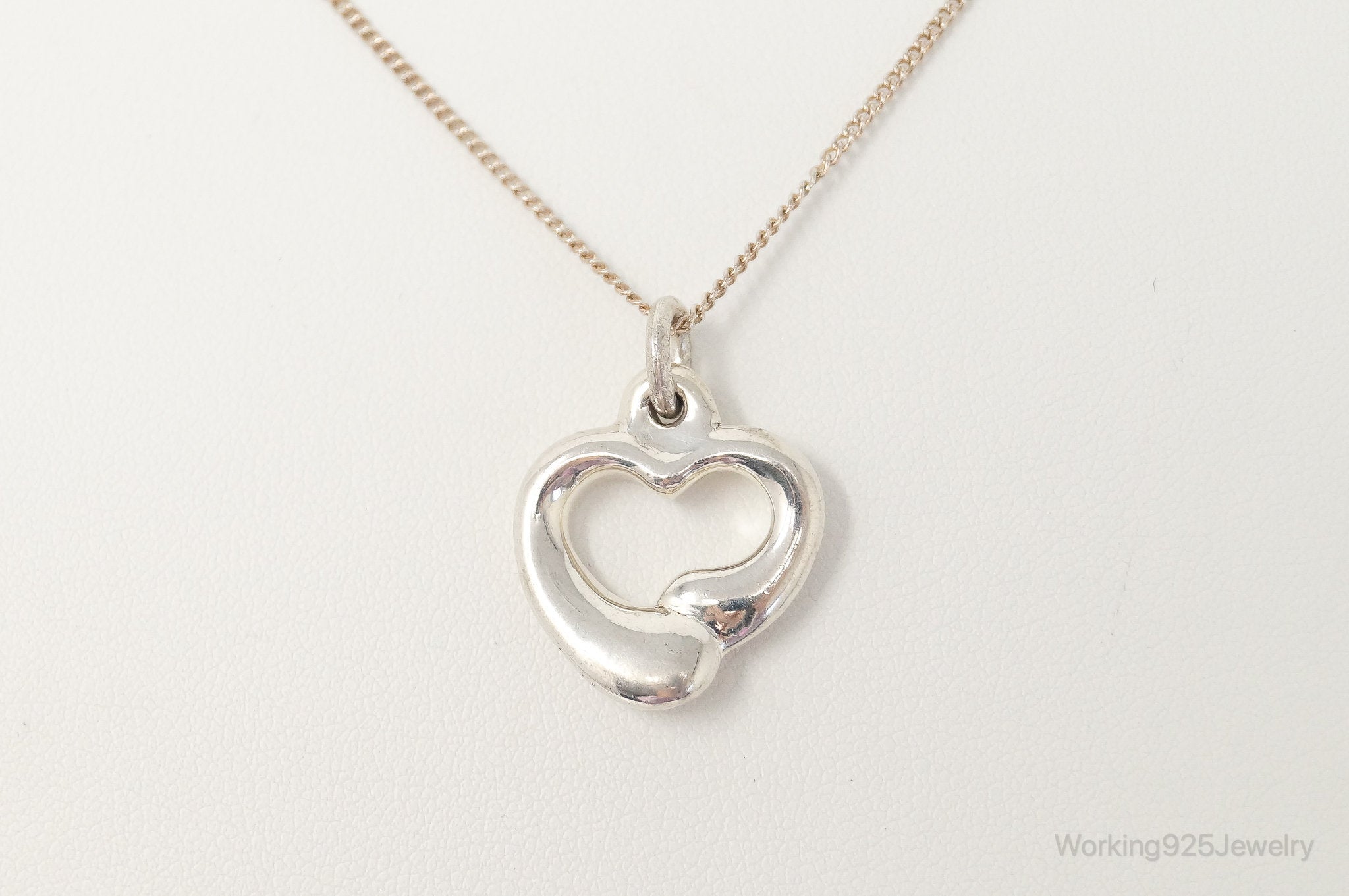 Vintage Puffy Hollow Heart Sterling Silver Necklace | Jewelry > Necklaces > Pendants | Wiccan Center