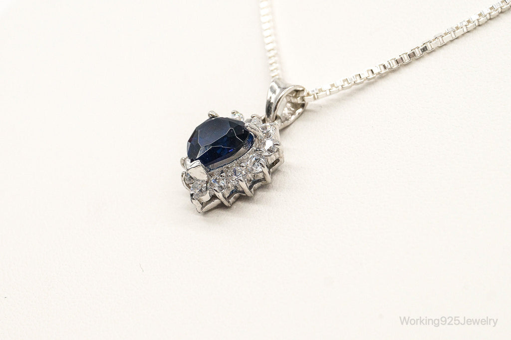 Blue Lab Sapphire Cubic Zirconia Heart Sterling Silver Necklace | Jewelry > Necklaces > Pendants | Wiccan Center