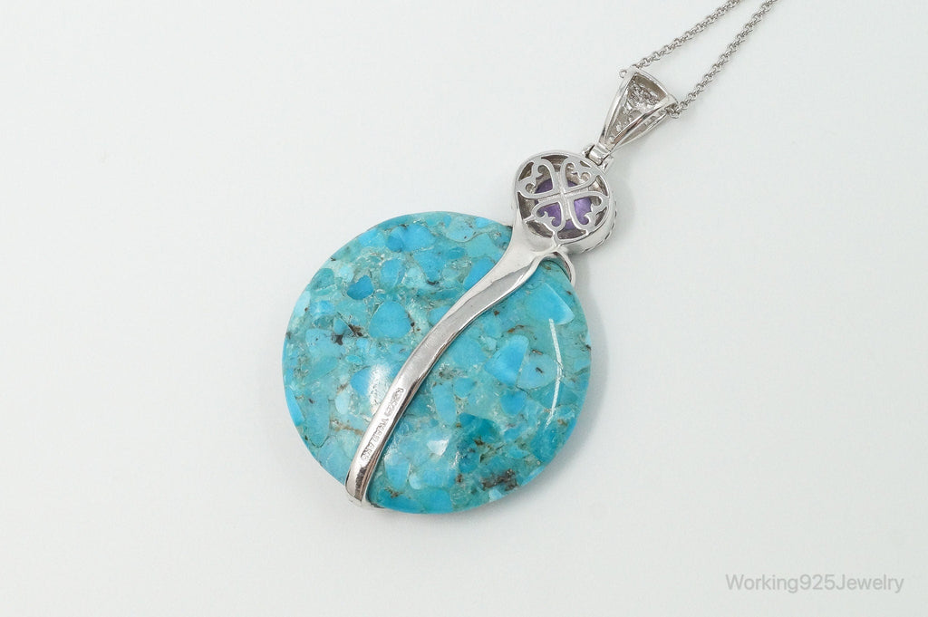 Designer Large Blue Mojave Turquoise Amethyst Sterling Silver Necklace | Jewelry > Necklaces > Pendants | Wiccan Center