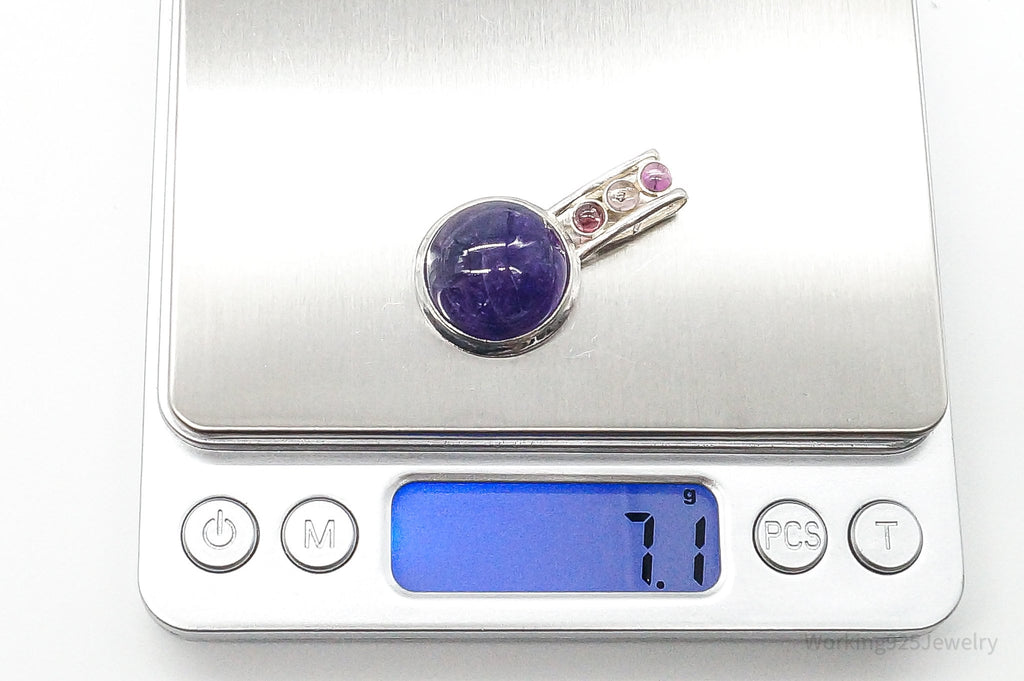 Vintage Large Purple Amethyst Multi Gem Sterling Silver Pendant | Jewelry > Necklaces > Pendants | Wiccan Center