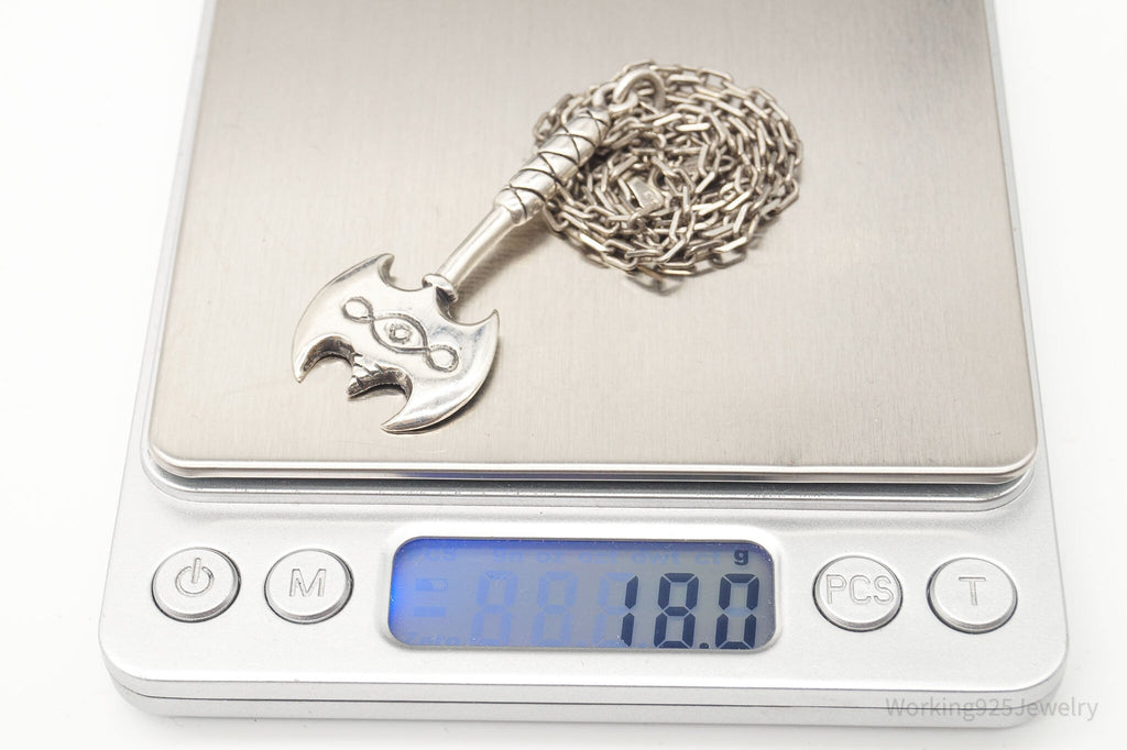 Vintage Large Battle Axe Sterling Silver Necklace | Jewelry > Necklaces > Pendants | Wiccan Center