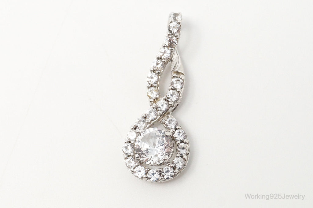 Vintage Art Deco Cubic Zirconia Sterling Silver Necklace Pendant | Jewelry > Necklaces > Pendants | Wiccan Center