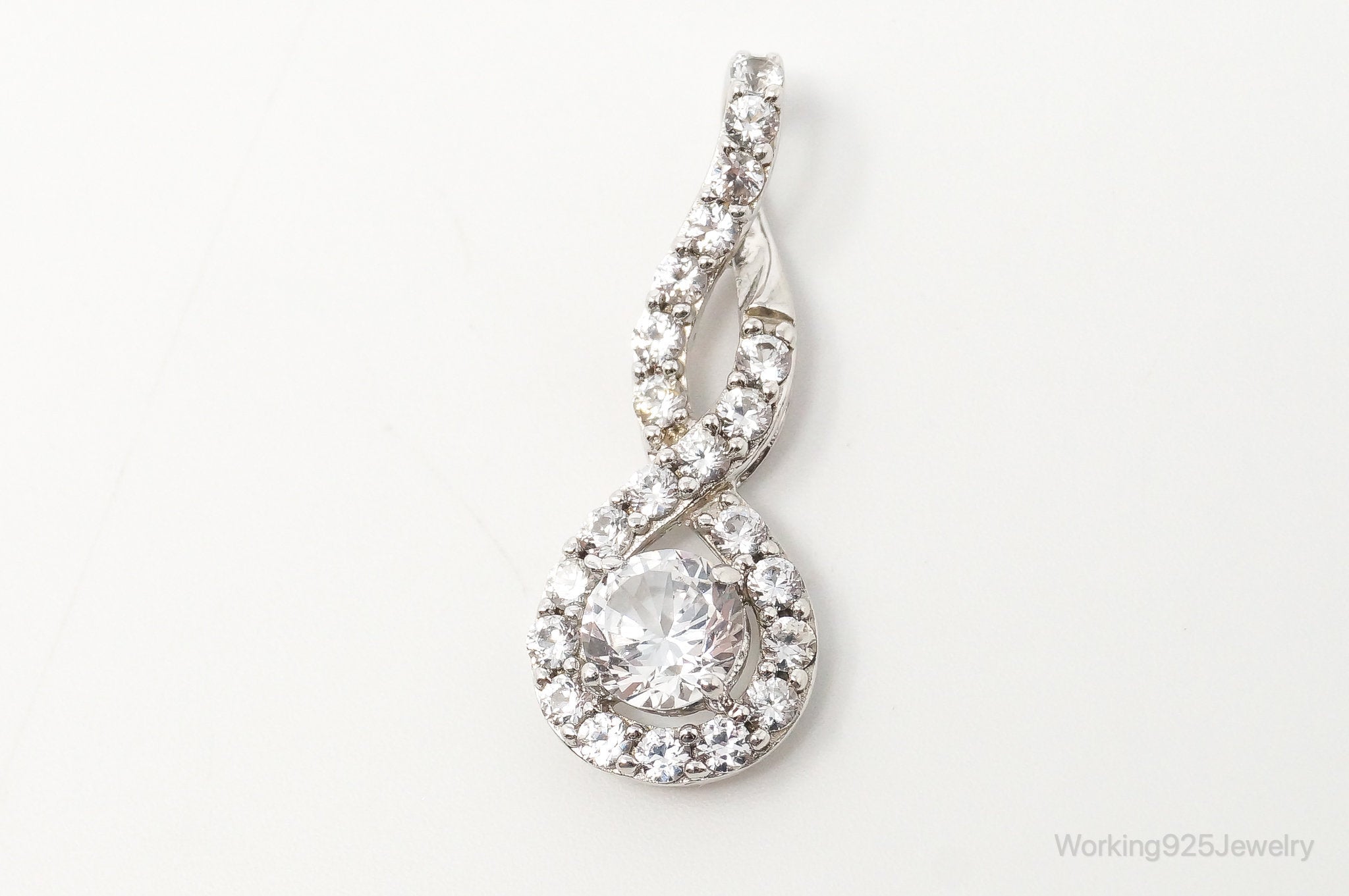 Vintage Art Deco Cubic Zirconia Sterling Silver Necklace Pendant | Jewelry > Necklaces > Pendants | Wiccan Center