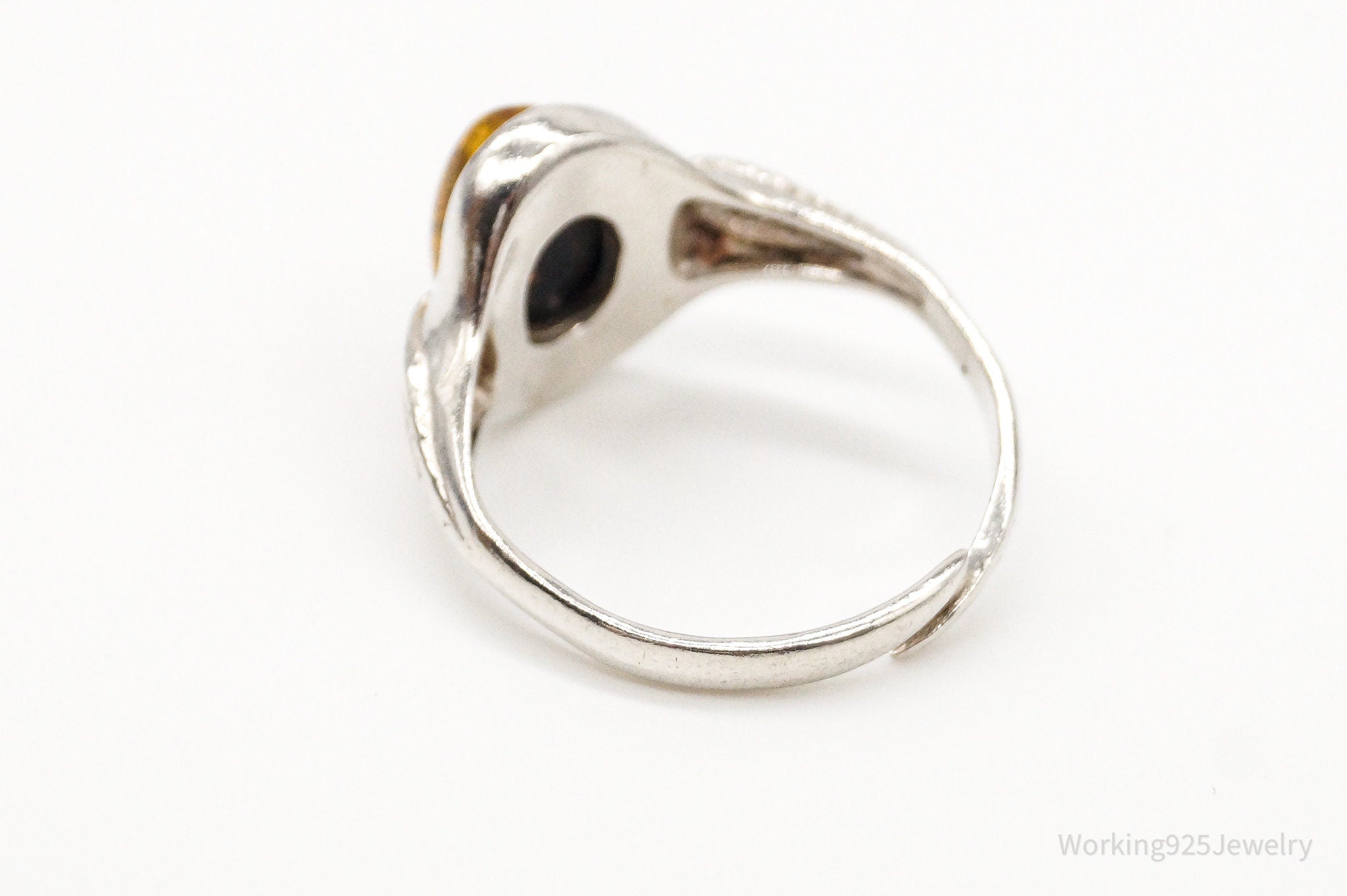 Vintage Designer PS Amber Modernist Sterling Silver Ring - Sz 7.5 Adjustable | Jewelry > Rings | Wiccan Center