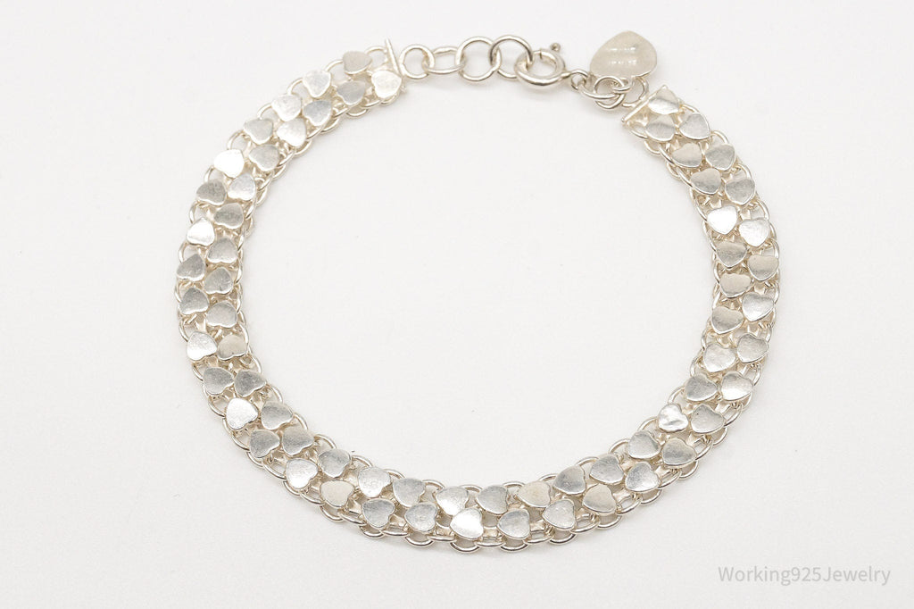 Vintage Hearts Mesh Chain Link Silver Bracelet | Jewelry > Bracelets | Wiccan Center