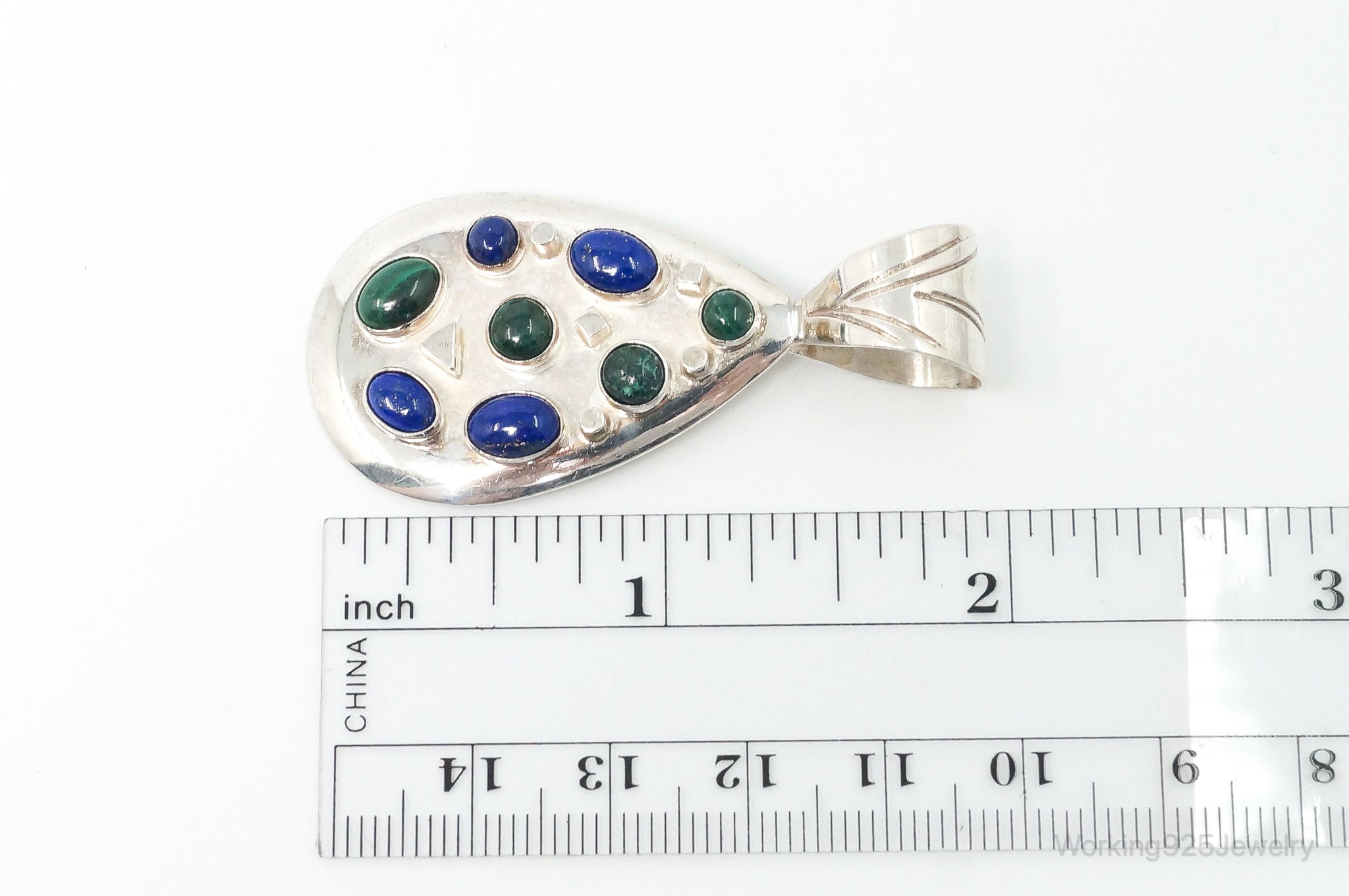 Large Desert Rose Trading Lapis Lazuli Malachite Sterling Silver Pendant | Jewelry > Necklaces > Pendants | Wiccan Center