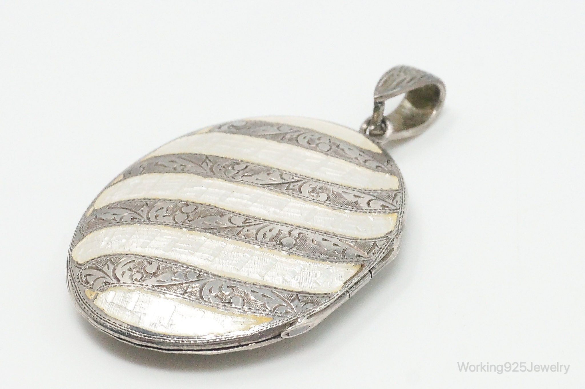 Vintage Siam White Enamel Sterling Silver Locket Pendant | Jewelry > Necklaces > Pendants | Wiccan Center