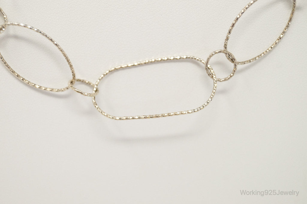 Long Designer Silpada Oval Link Textured Sterling Silver Necklace | Jewelry > Necklaces > Pendants | Wiccan Center