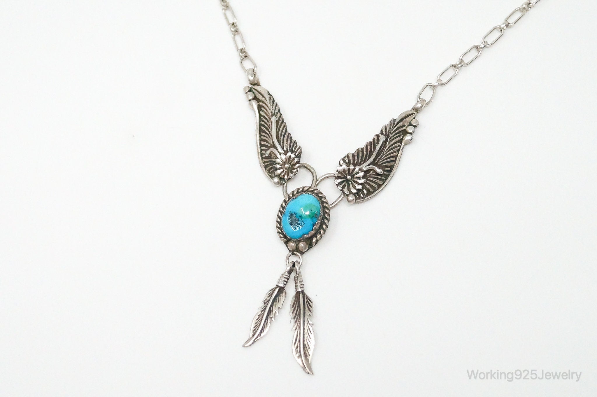 Vintage Native American Unsigned Turquoise Sterling Silver Necklace | Jewelry > Necklaces > Pendants | Wiccan Center