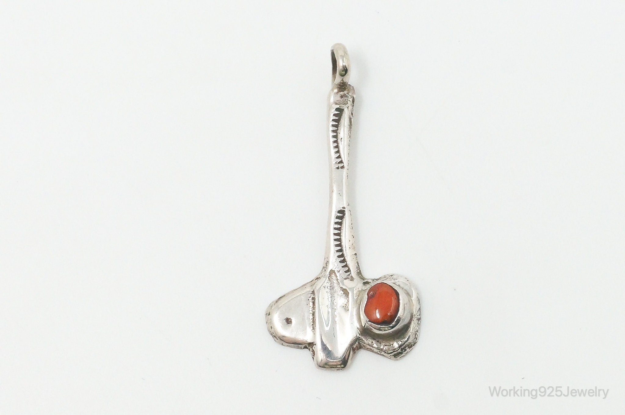 Vintage Handmade Native American Unsigned Coral Sterling Silver Pendant | Jewelry > Necklaces > Pendants | Wiccan Center