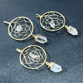 Dreamcatcher Pendant (Quartz Crystal Point)(Gold Plated) Gemstone Jewelry Necklace Supply | Jewelry > Necklaces > Crystal Necklaces | Wiccan Center